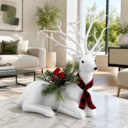 Where to Display 32cm White Glitter Reindeer Ornaments