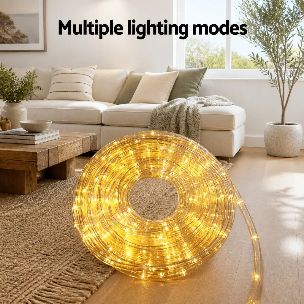 Christmas Rope Light 20M Warm White LED Outdoor Indoor String Light