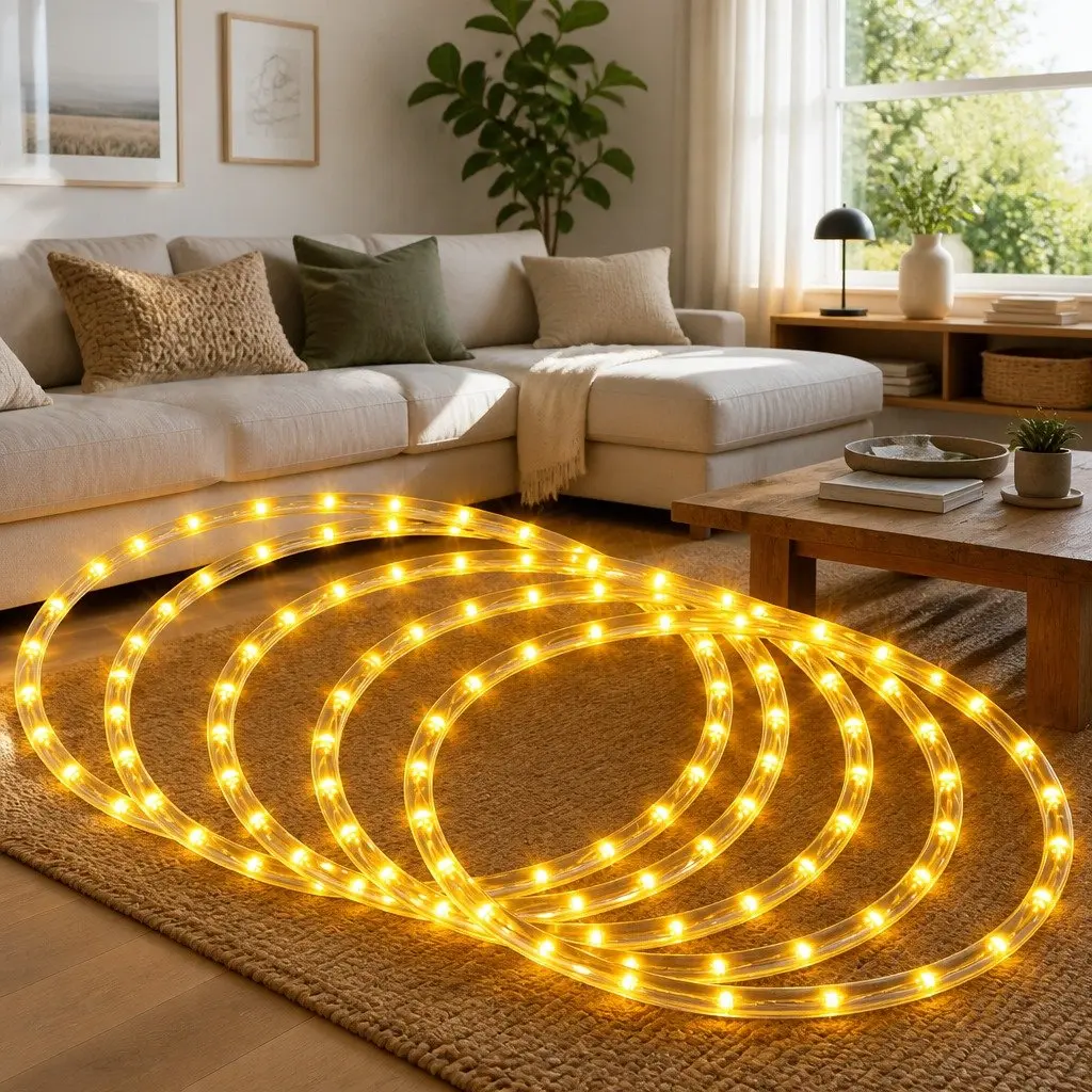 Christmas Rope Light 20M Warm White LED Outdoor Indoor String Light