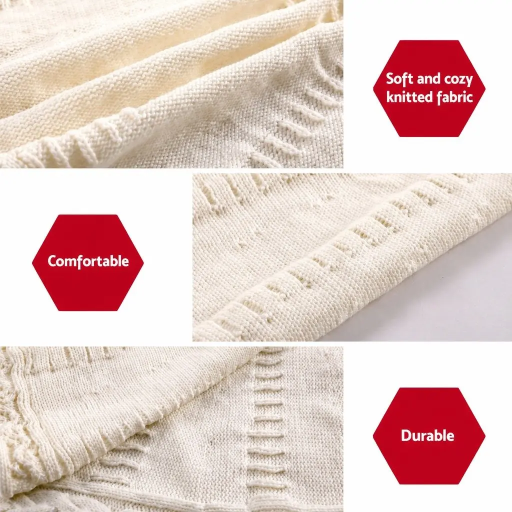 Christmas Tree Skirt Knitted Fabric Beige 90cm with Bow-Knot Fastening Straps for Holiday Decoration