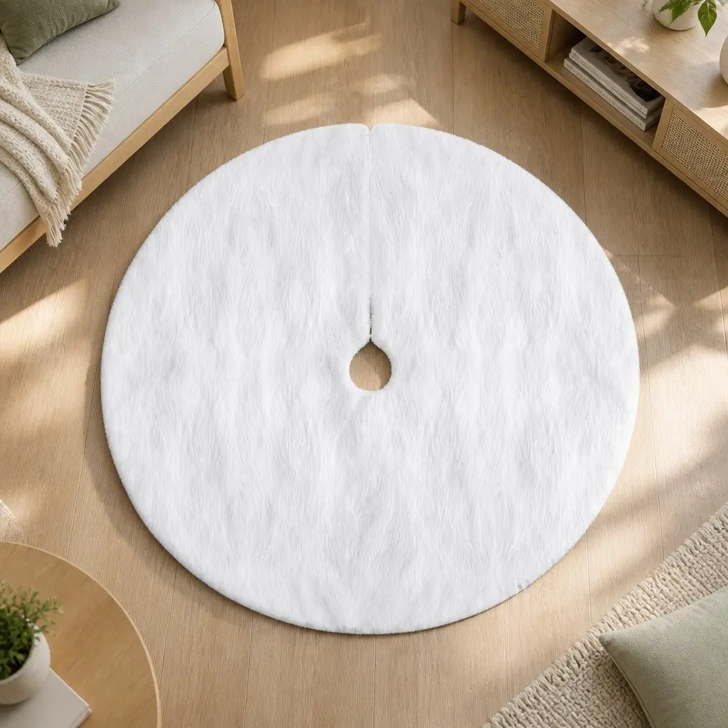 Christmas Tree Skirt Polyester 120cm White Fluffy