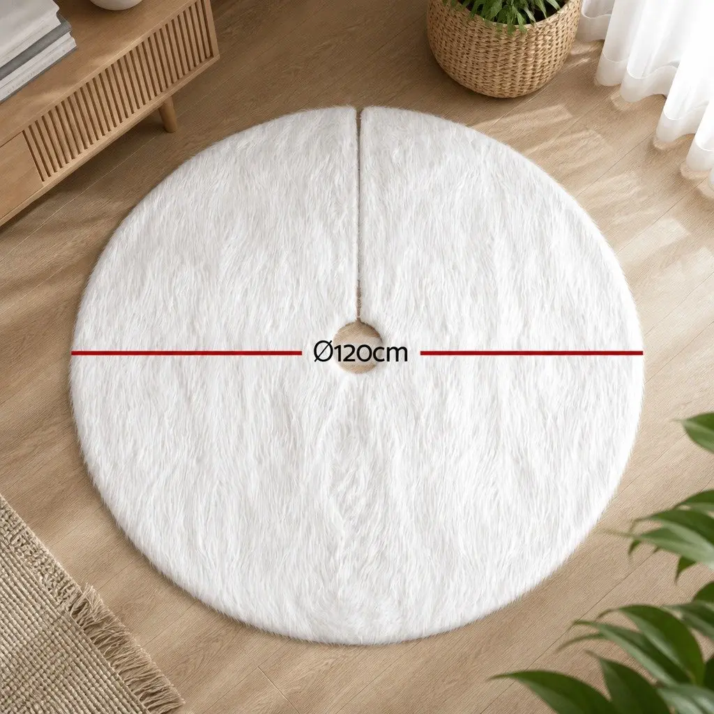 Christmas Tree Skirt Polyester 120cm White Fluffy
