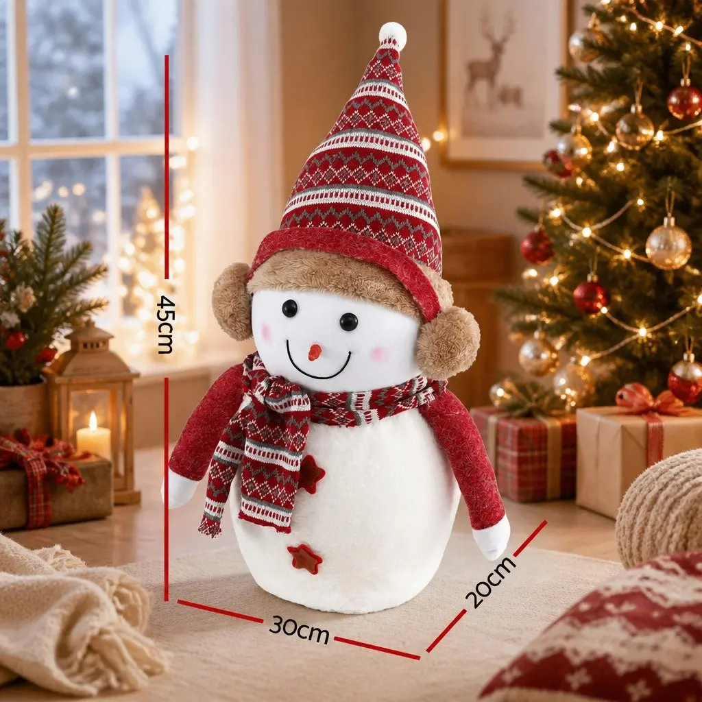 Snowman Plush Ornament Festive Decor 45cm Red and White Handicraft