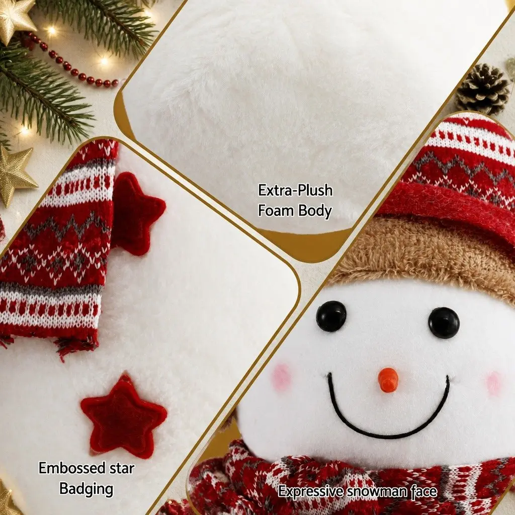 Snowman Plush Ornament Festive Decor 45cm Red and White Handicraft
