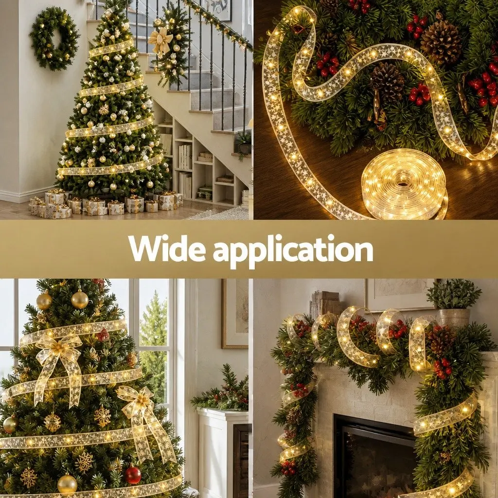 20M Christmas Lights 200 LED Warm White Ribbon String Indoor Outdoor
