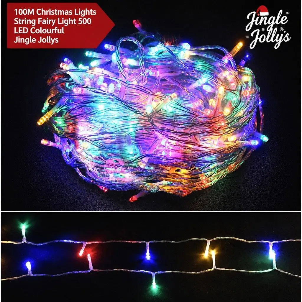 Christmas String Lights 50M Multi-Coloured LED Outdoor Indoor Lights