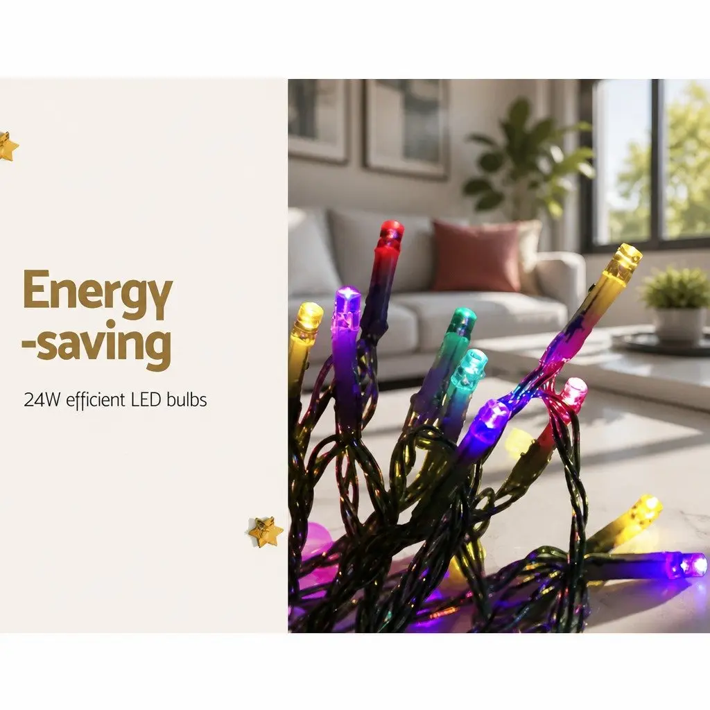 Christmas String Lights 50M Multi-Coloured LED Outdoor Indoor Lights