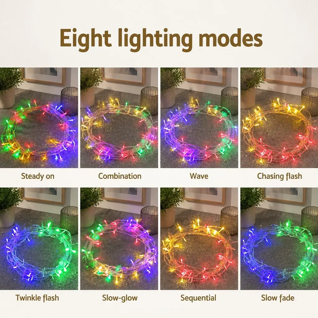 Christmas String Lights 50M Multi-Coloured LED Outdoor Indoor Lights