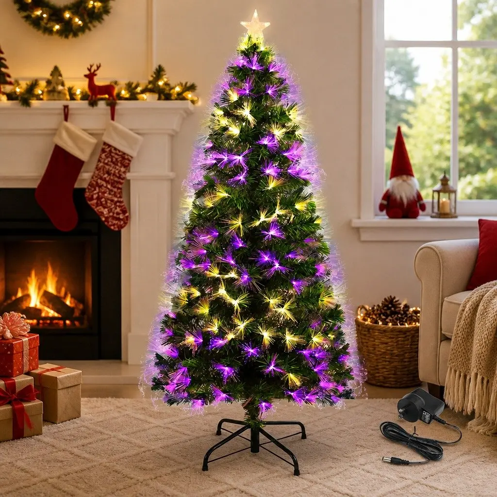 Fiber Optic Christmas Tree PVC 1.8M Green 8 Flash Modes