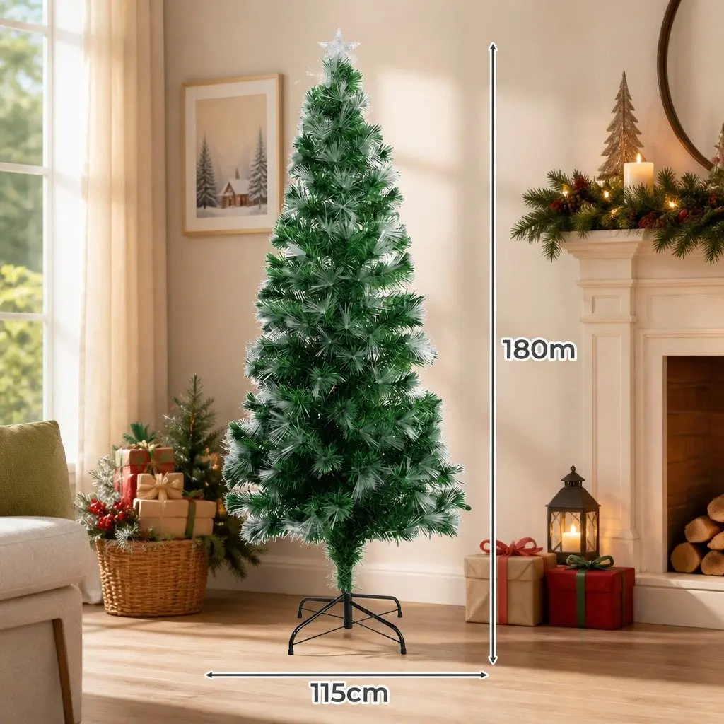 Fiber Optic Christmas Tree PVC 1.8M Green 8 Flash Modes
