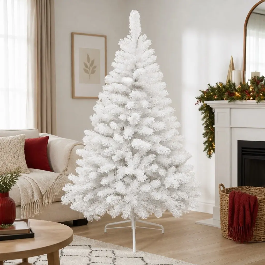 White Christmas Tree PVC 2.1M 900 Tips White Indoor Outdoor Decoration