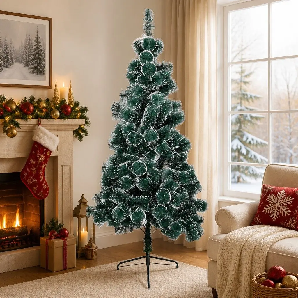 Artificial Christmas Tree Snow-Tipped Green PVC 210cm Full 320 Tips