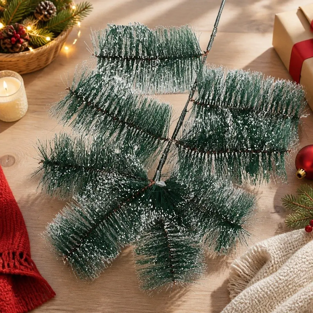 Artificial Christmas Tree Snow-Tipped Green PVC 210cm Full 320 Tips
