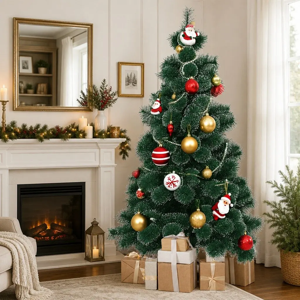 Artificial Christmas Tree Snow-Tipped Green PVC 210cm Full 320 Tips