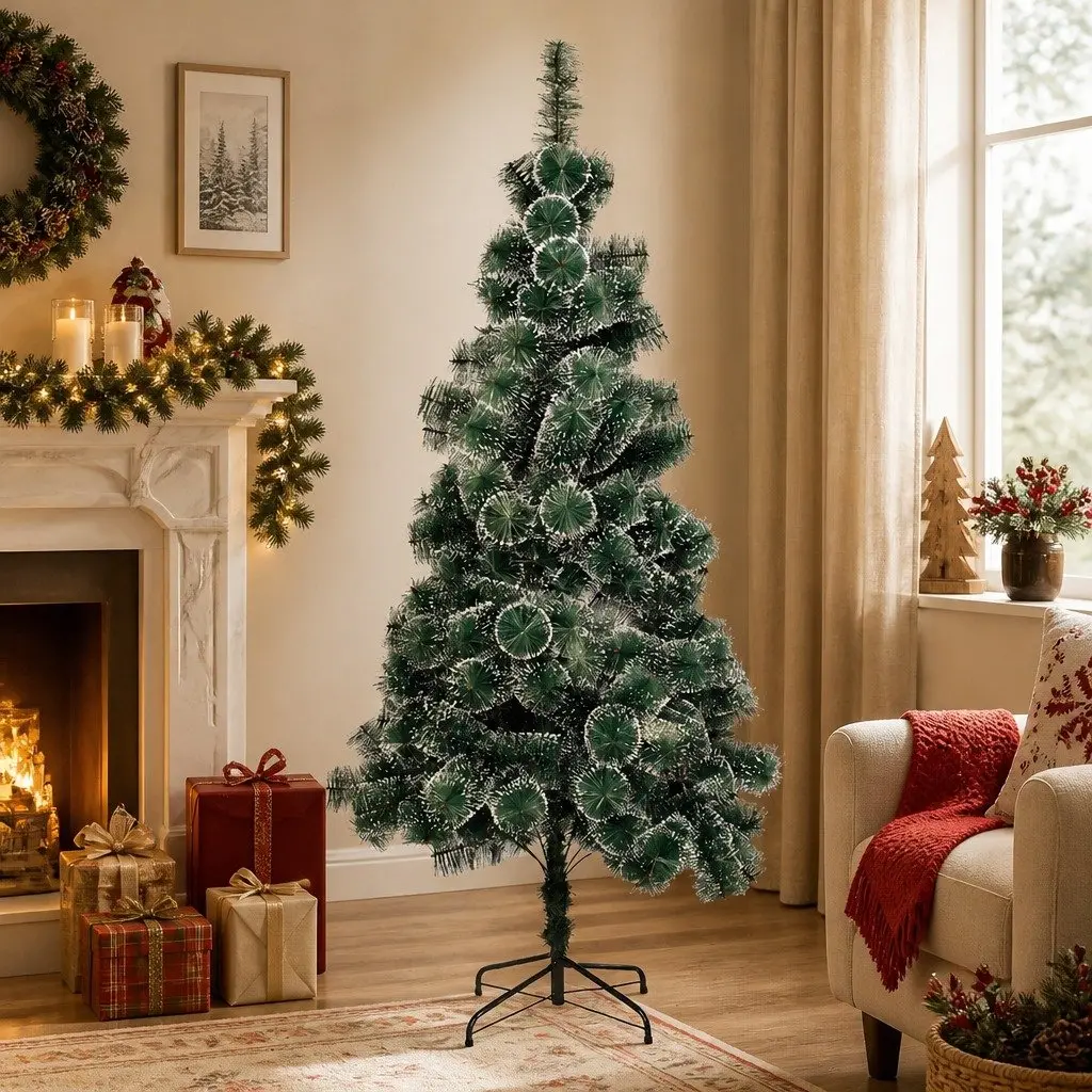Artificial Christmas Tree Snow-Tipped Green PVC 210cm Full 320 Tips