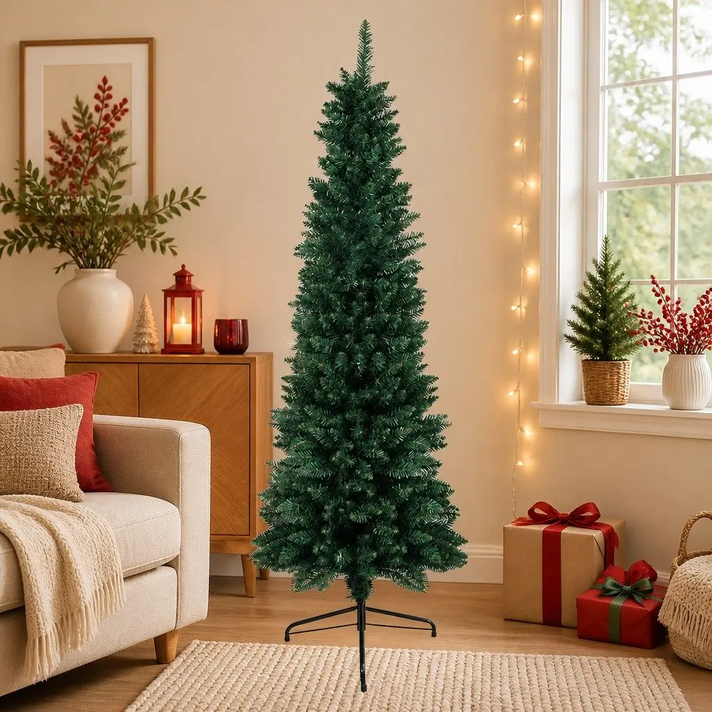 Pencil Christmas Tree Slim 1.5M Green PVC 350 Tips Vertical Form