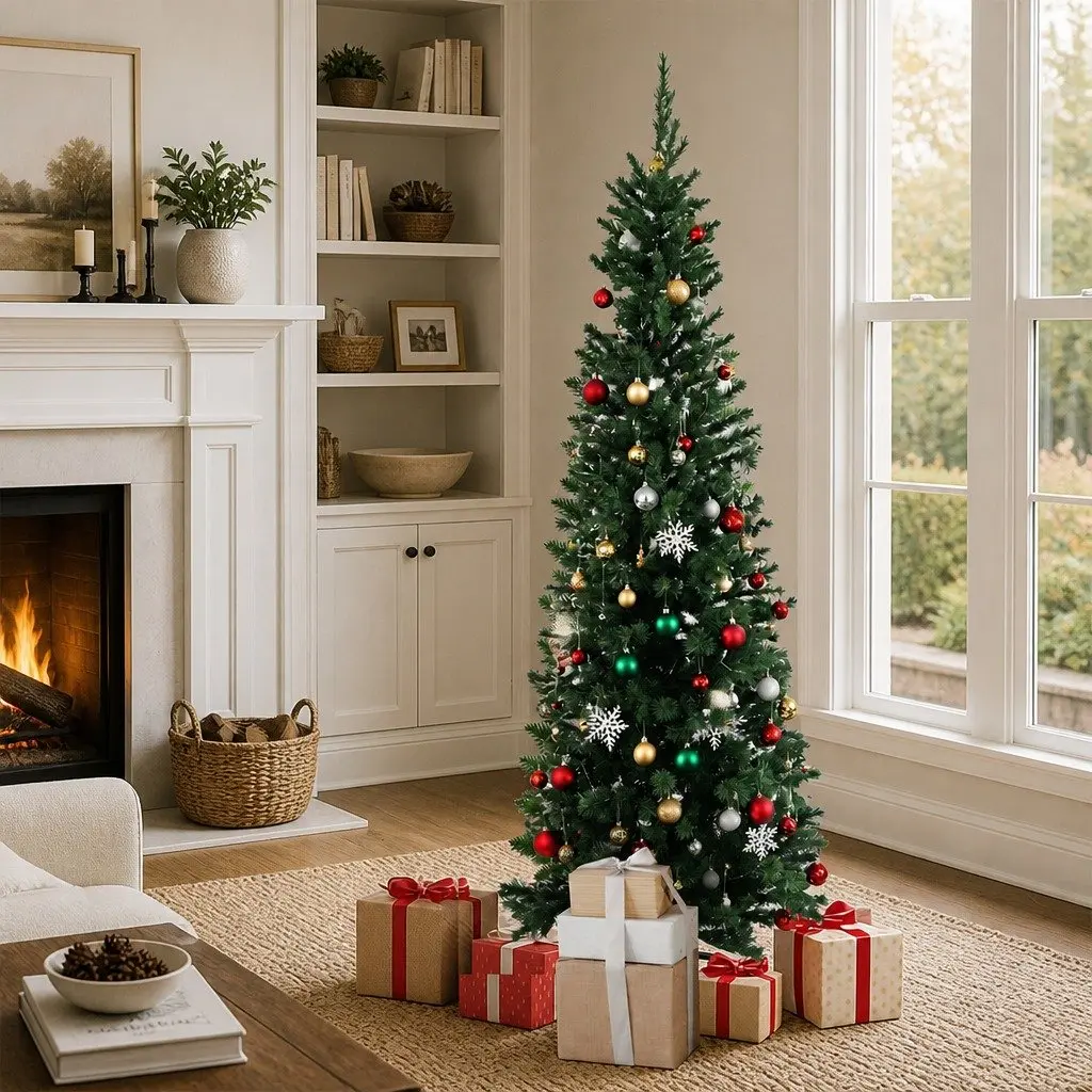 Pencil Christmas Tree Slim 1.5M Green PVC 350 Tips Vertical Form