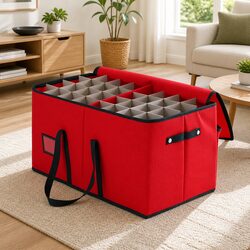 Practical Red Christmas Ornament Storage with 128 Slots