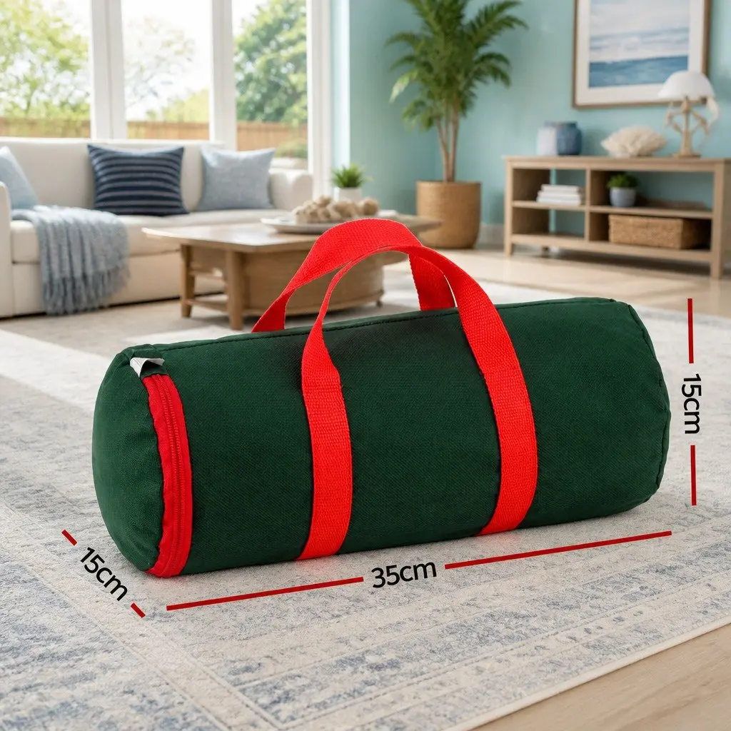 Christmas Baubles Storage Bag Cylindrical Oxford Fabric 35cm Green