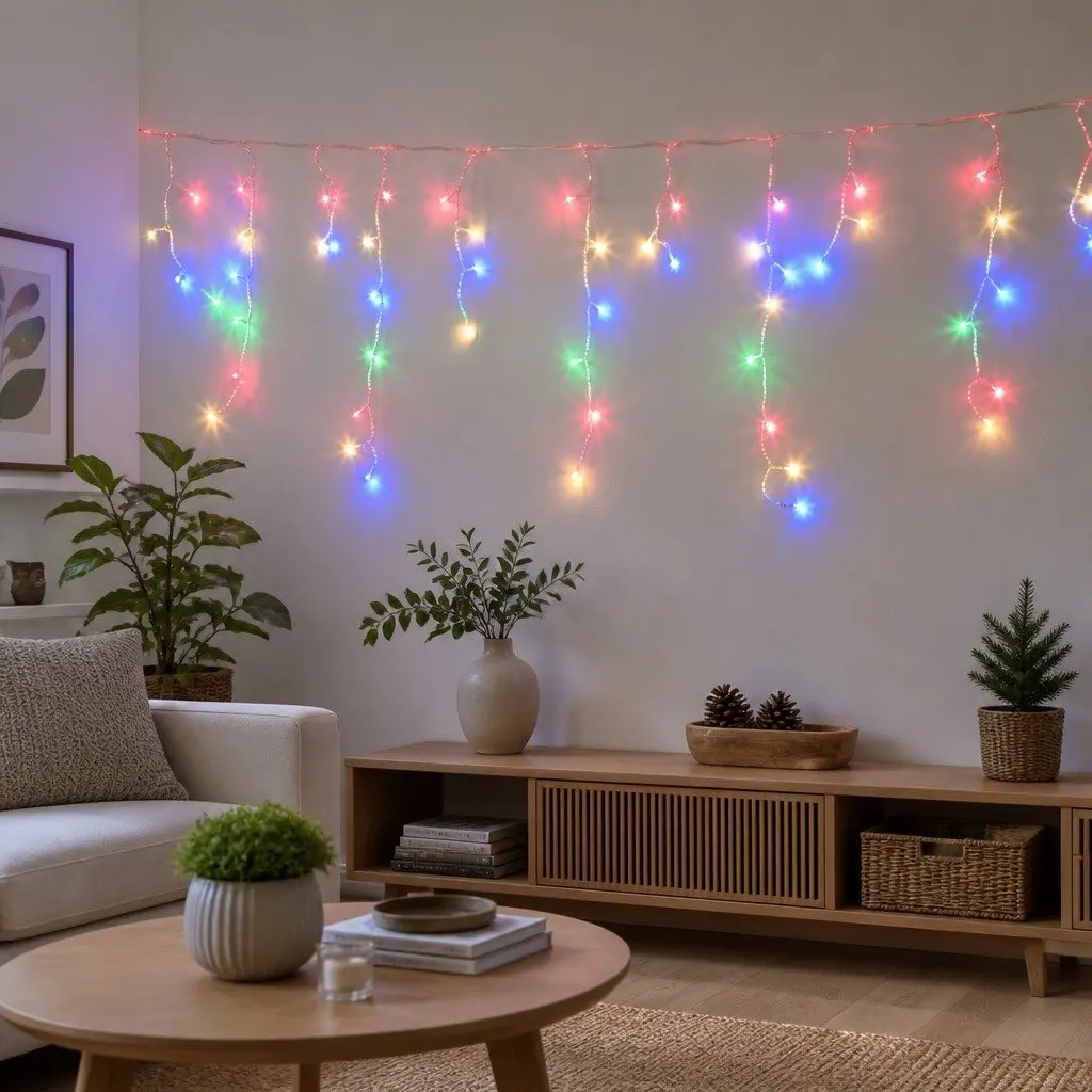 Icicle Lights Solar Powered 32M Multicolour 960 LED Outdoor Christmas Decoration