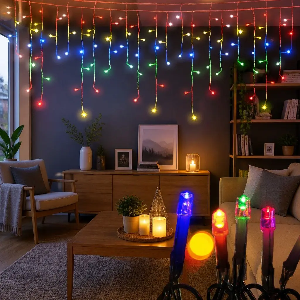 Icicle Lights Solar Powered 32M Multicolour 960 LED Outdoor Christmas Decoration