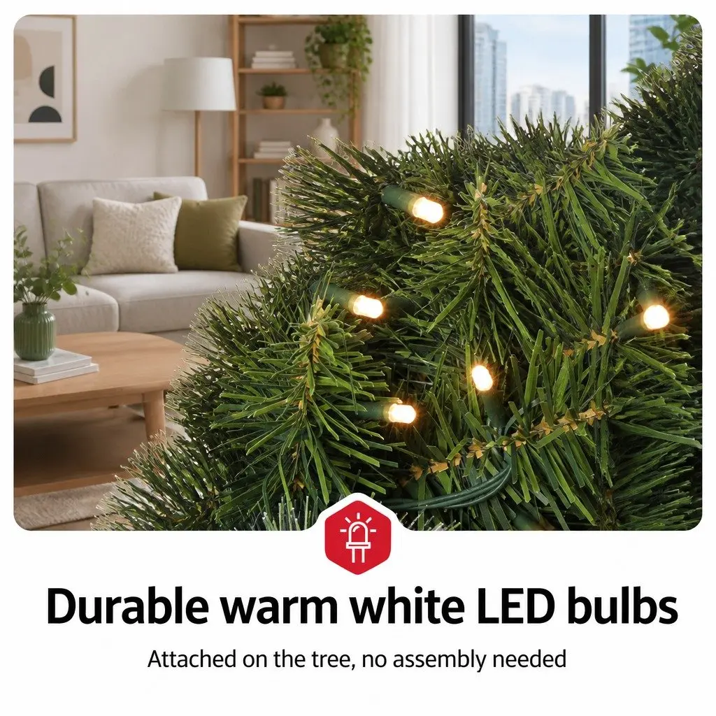 Christmas Tree Potted 90cm LED Warm White Lights with Bucket Base Indoor Decoration