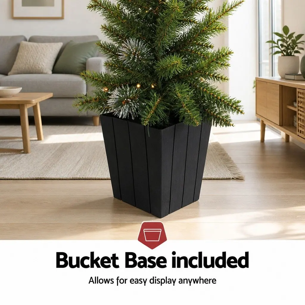 Christmas Tree Potted 90cm LED Warm White Lights with Bucket Base Indoor Decoration