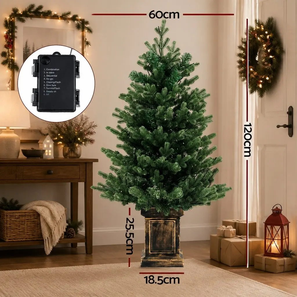 Pre-Lit Artificial Christmas Tree 1.2M PE PVC Green