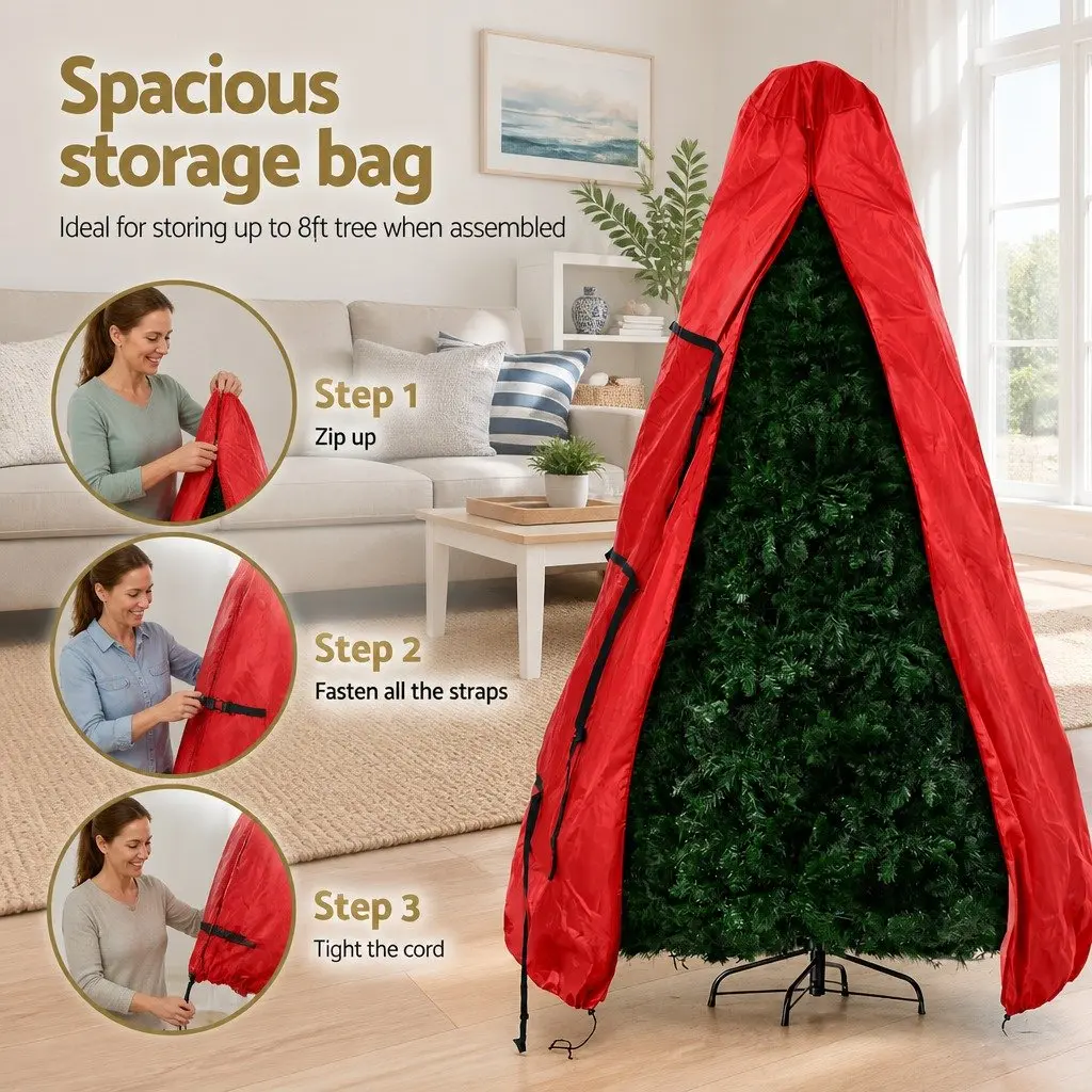 Christmas Tree Storage Bag Oxford Fabric Up to 8ft Red