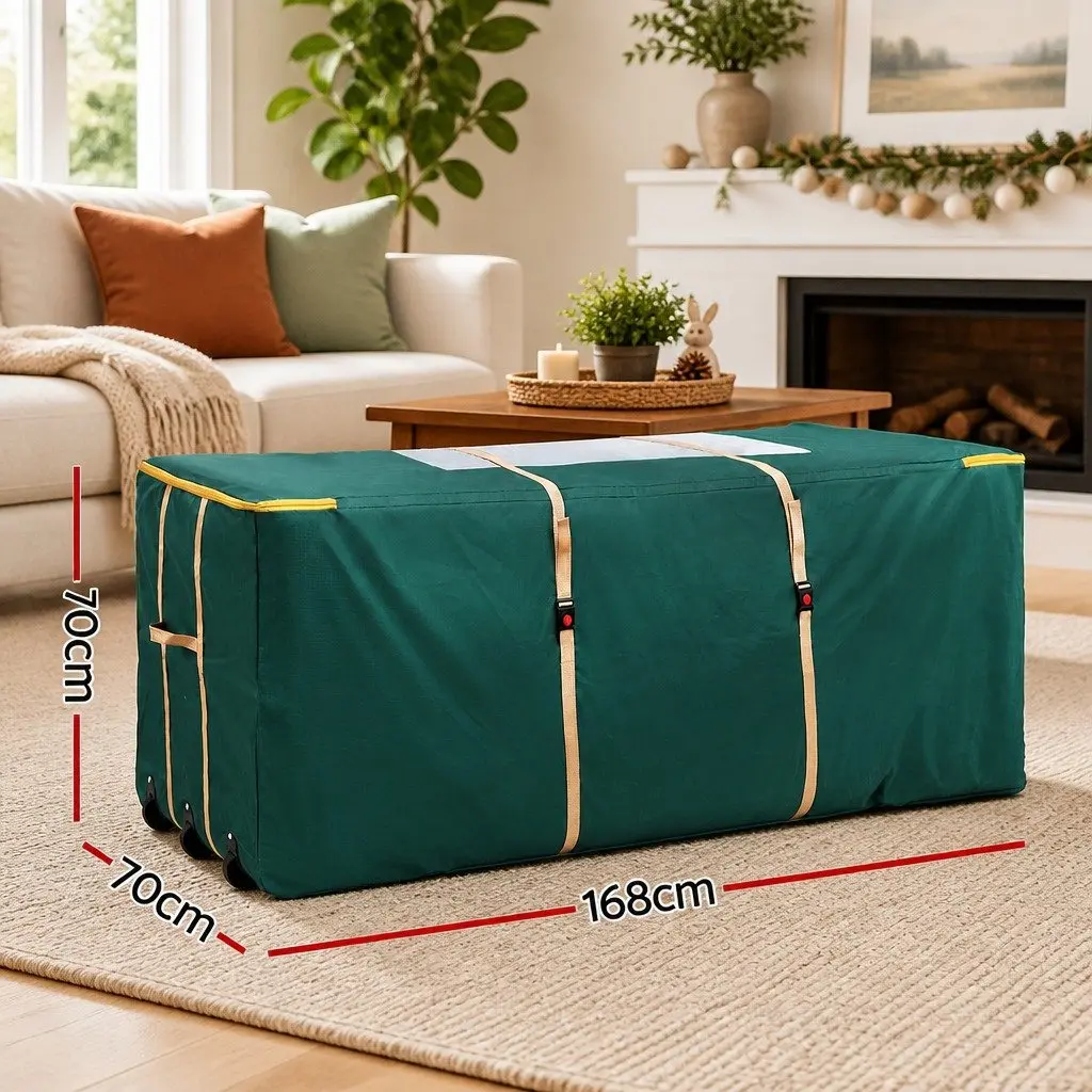 Christmas Tree Storage Bag Polyester 10ft Green with Wheels and Clear Window