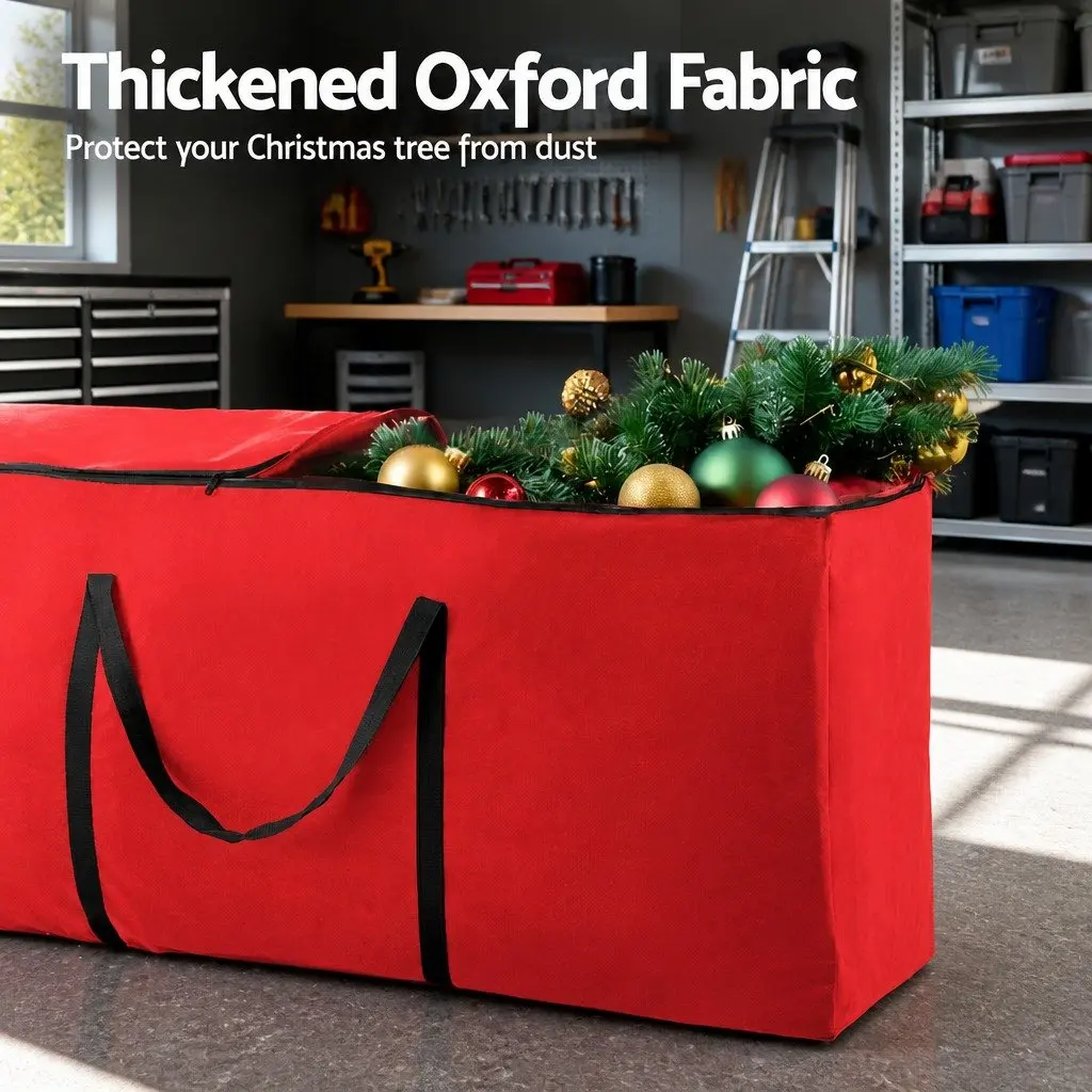Christmas Tree Storage Bag Fits Up to 8ft Red Xmas Oxford Fabric Seasonal
