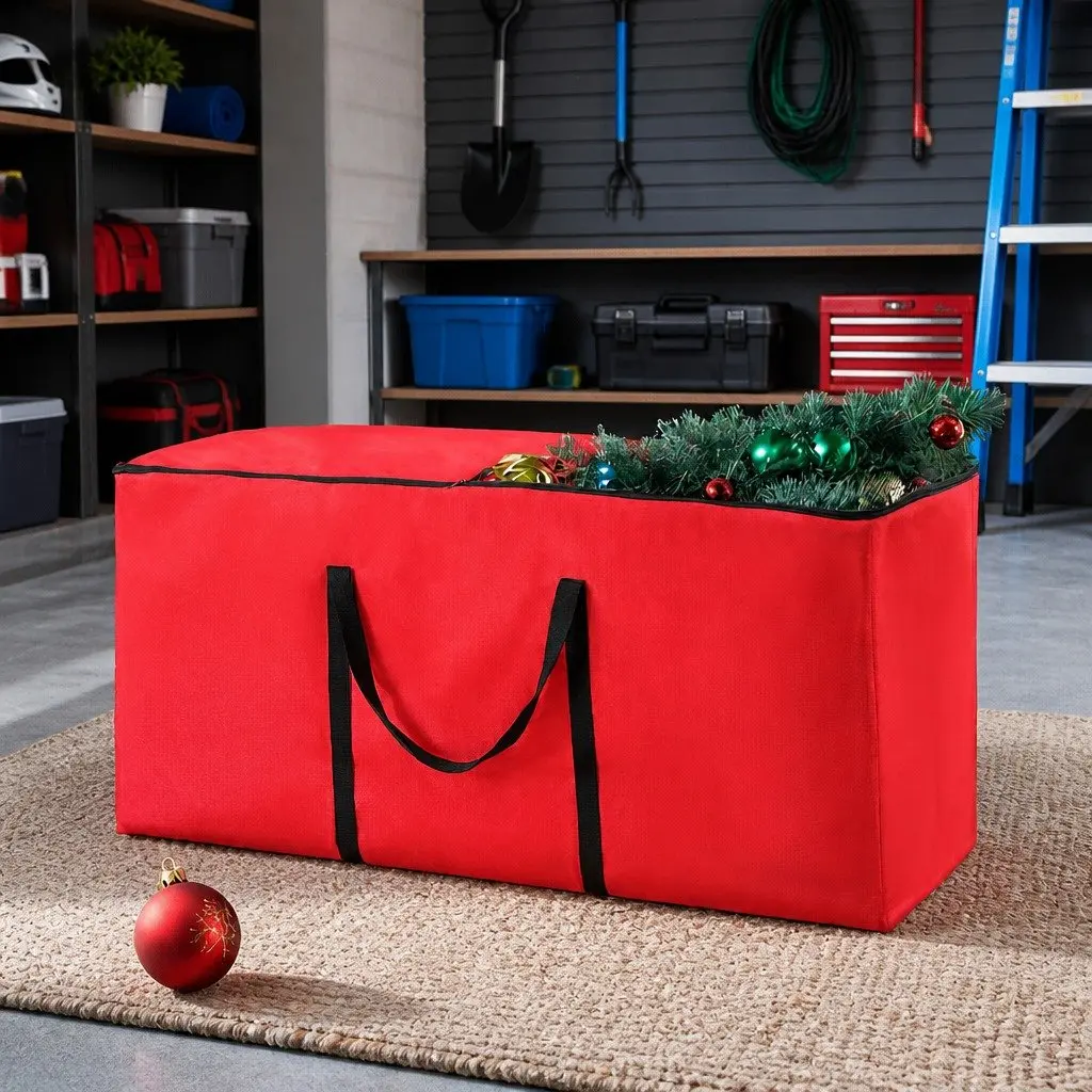 Christmas Tree Storage Bag Fits Up to 8ft Red Xmas Oxford Fabric Seasonal