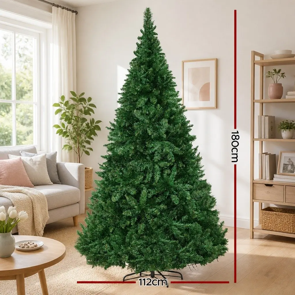 Pre-lit LED Christmas Tree Faux PVC 1.8m Green Warm White