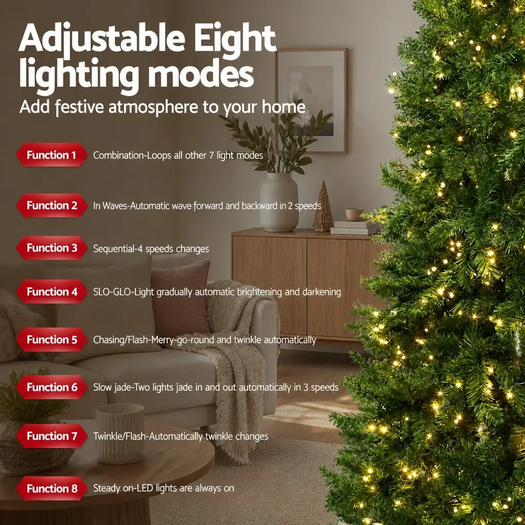 Pre-lit LED Christmas Tree Faux PVC 1.8m Green Warm White