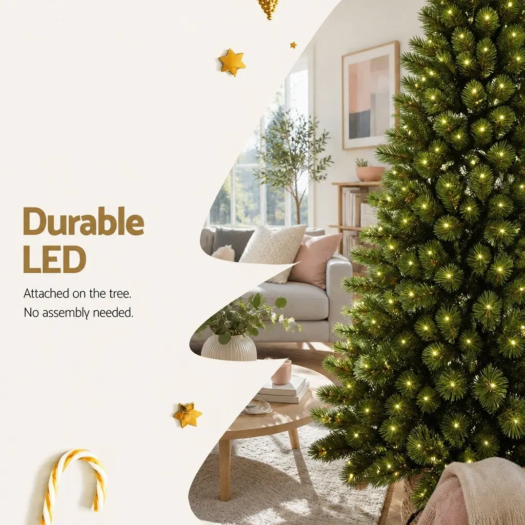 Pre-lit LED Christmas Tree Faux PVC 1.8m Green Warm White