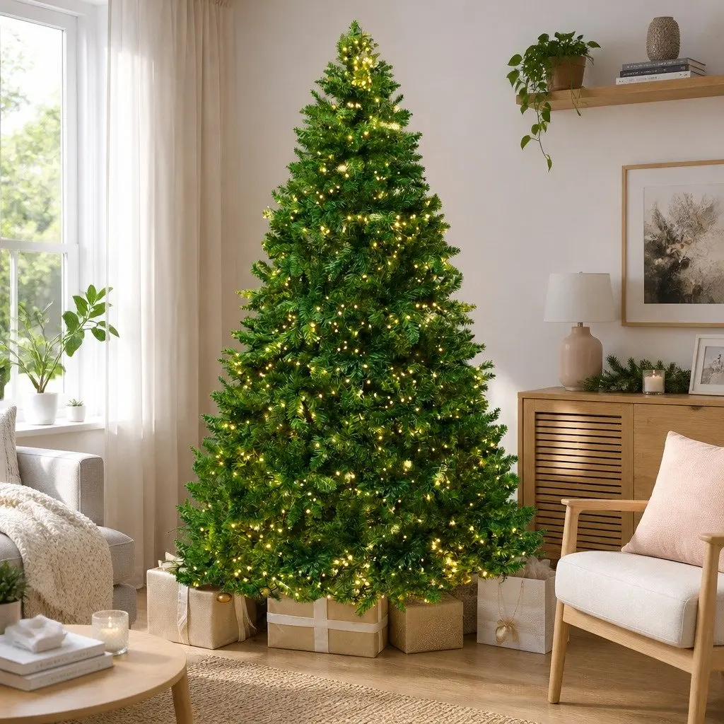 Pre-lit LED Christmas Tree Faux PVC 1.8m Green Warm White
