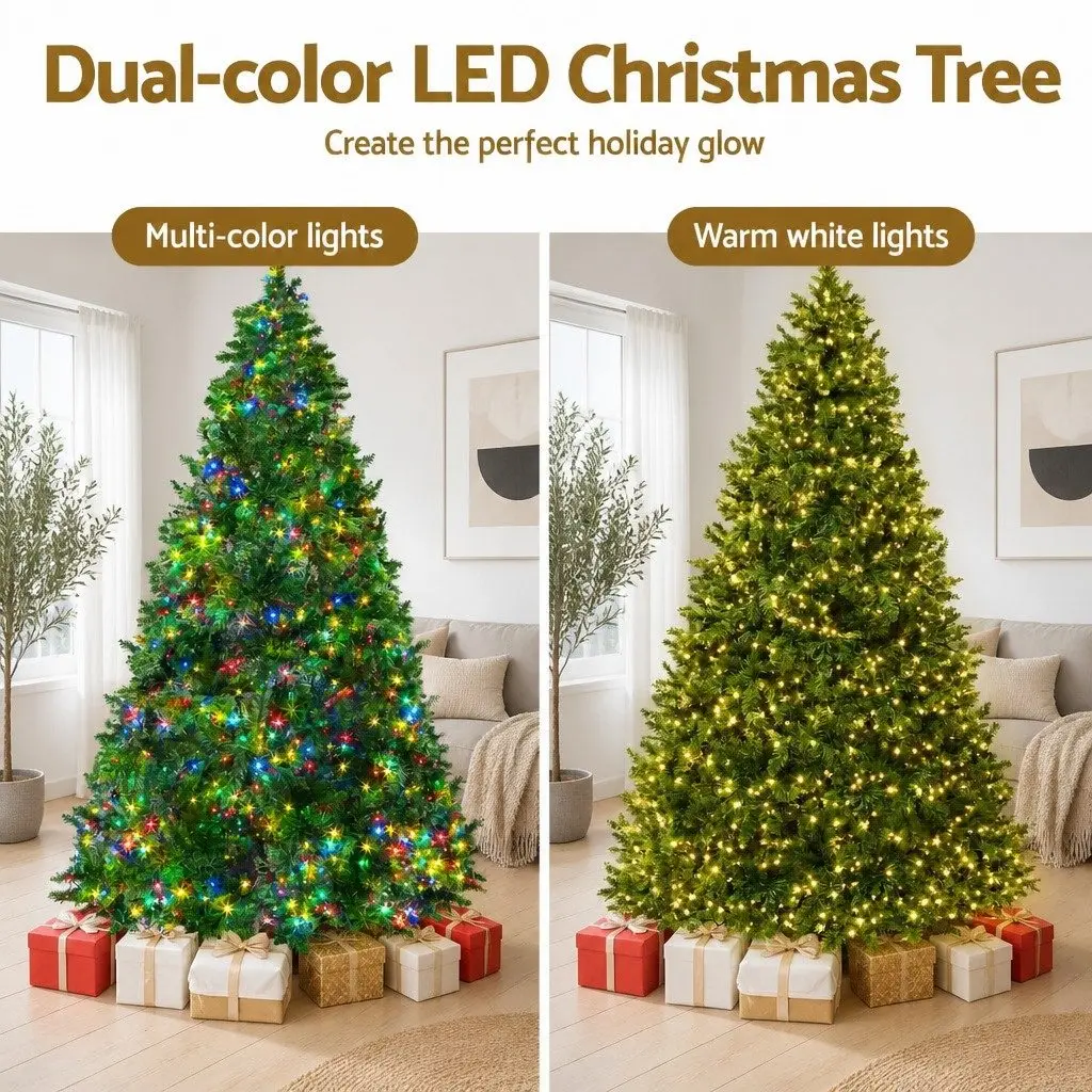 Christmas Tree Pre-Lit 2.1m Artificial PVC Multi Colour LED with 8 Light Modes