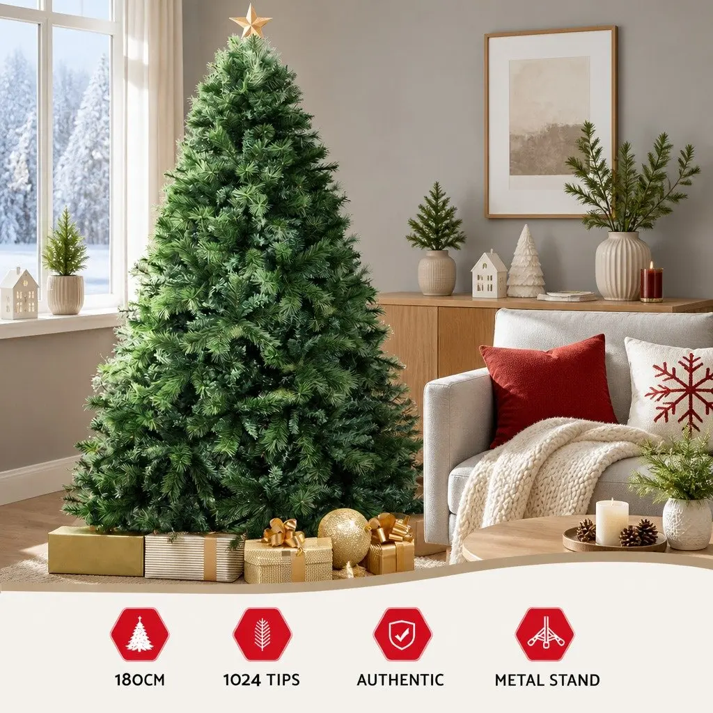 Christmas Tree Artificial PVC 1.8M Green Pine Holiday Decoration