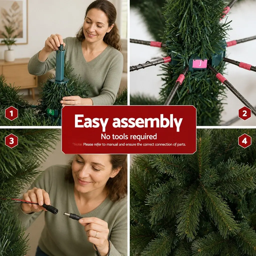 Pre-Lit Christmas Tree 1.8M Green PVC with 1980 LEDs and 8 Light Modes