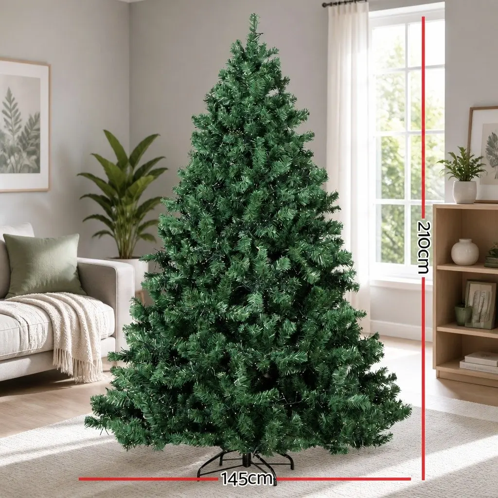 Outdoor Christmas Tree 7FT Green LED Lights Decorations Prelit Xmas 3000 Warm
