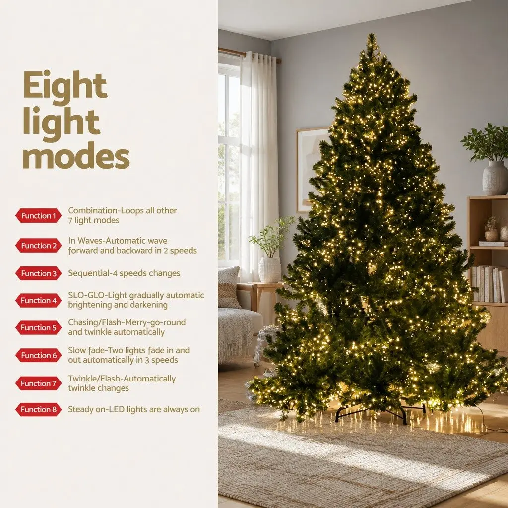 Outdoor Christmas Tree 7FT Green LED Lights Decorations Prelit Xmas 3000 Warm