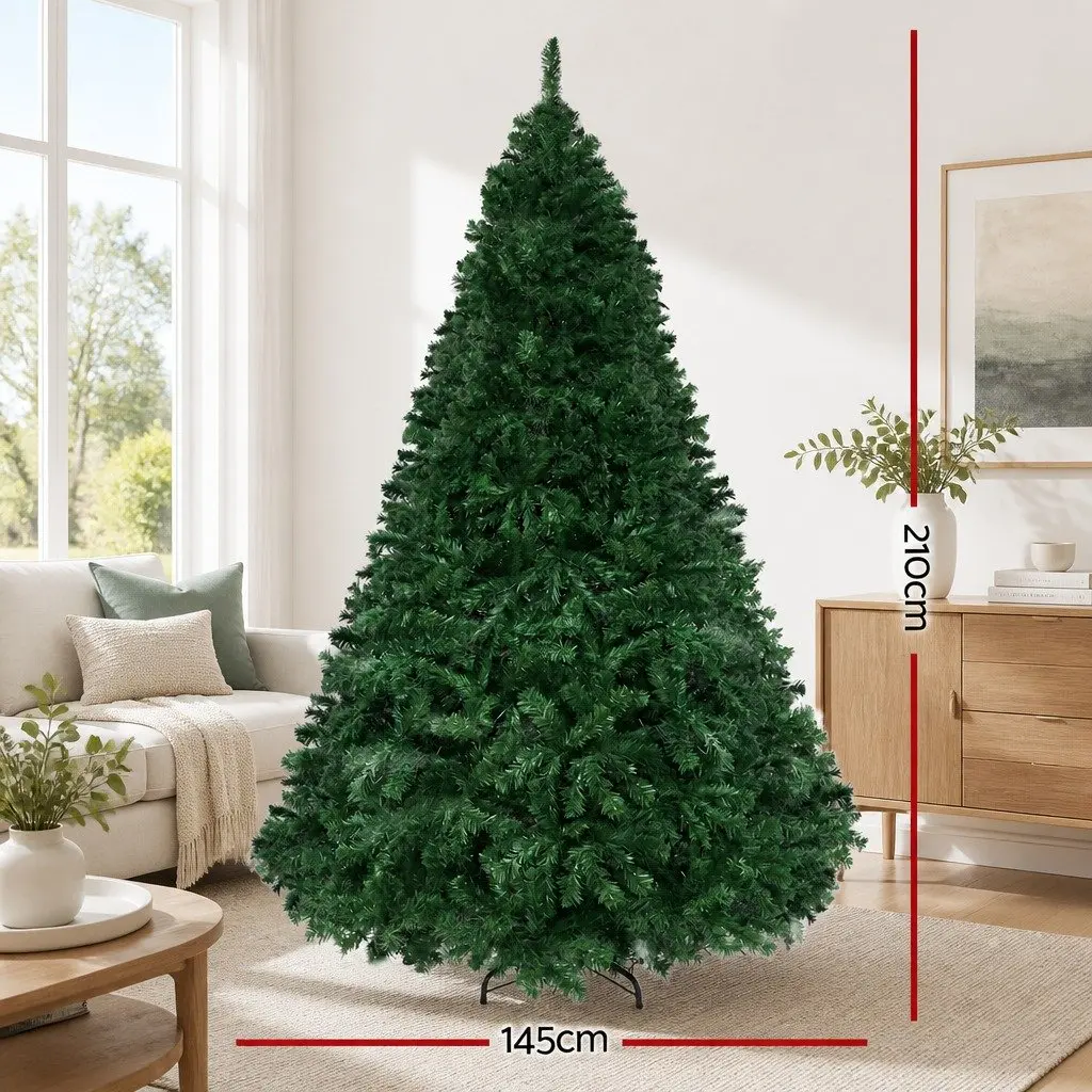 Pre-Lit Christmas Tree Green 2.1m PVC with 2800 LED Lights and 8 Modes