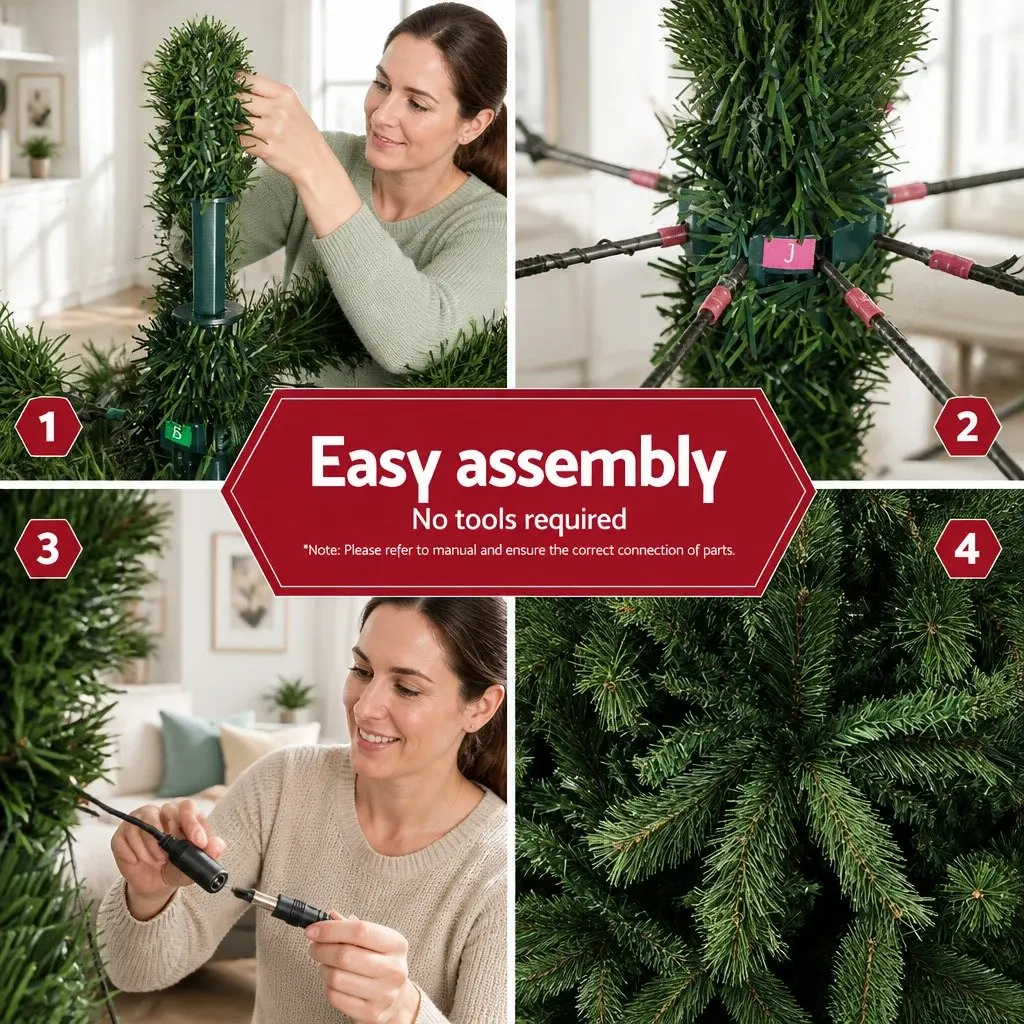 Pre-Lit Christmas Tree Green 2.1m PVC with 2800 LED Lights and 8 Modes