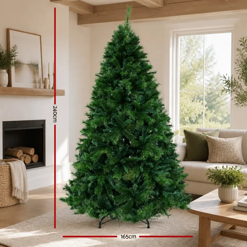 Christmas Tree 2.4M Xmas Pine Tree 2100 Tips Artificial Holiday Home Decoration