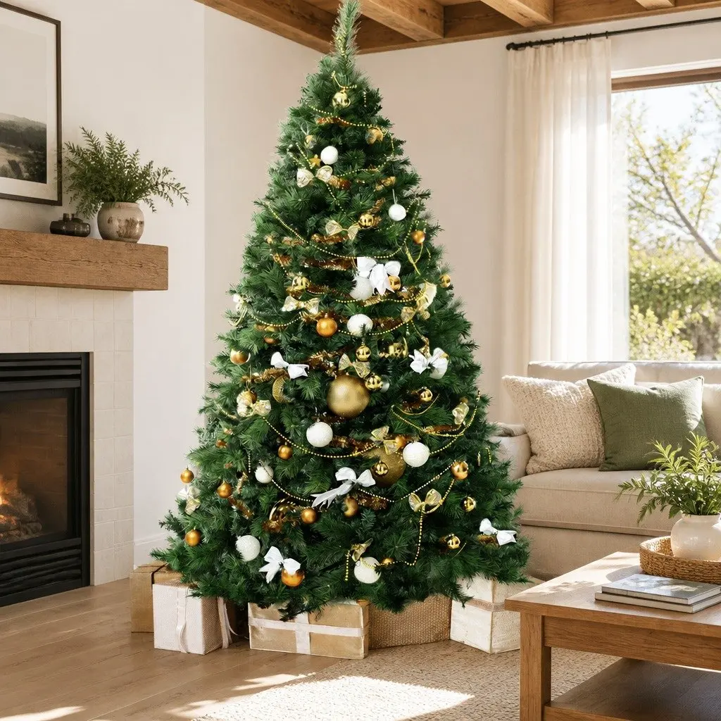 Christmas Tree 2.4M Xmas Pine Tree 2100 Tips Artificial Holiday Home Decoration