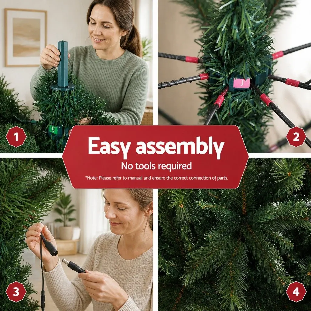 Pre-Lit Christmas Tree Green Faux Fir 2.4M 3190 LED 8 Light Modes Indoor Decoration
