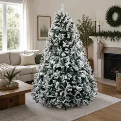 Practical 8FT Snow Flocked Christmas Tree for Your Home