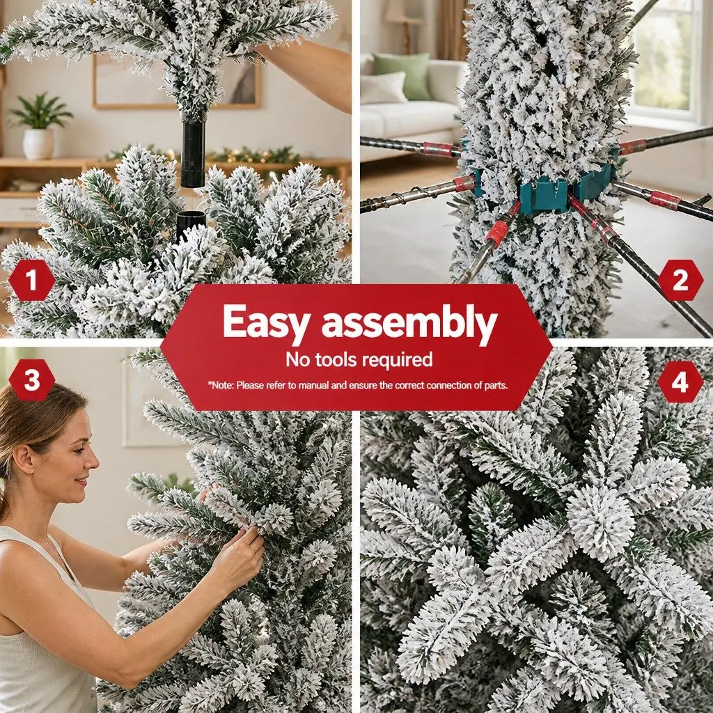 Christmas Tree 8FT Snow Flocked Artificial Xmas Decorations 1500 Tips Green