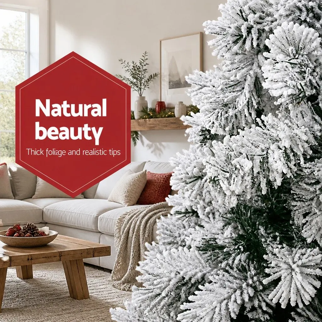 Christmas Tree 8FT Snow Flocked Artificial Xmas Decorations 1500 Tips Green