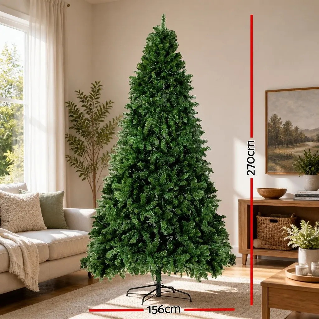 Pre-lit Green Christmas Tree 2.7M 9FT 2590 PVC Tips Warm White LED Lights
